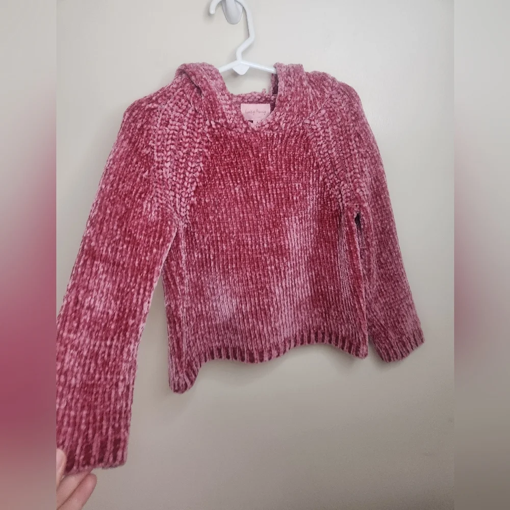 Girls Lucky Penny Hooded Chenille Sweater Sz 4